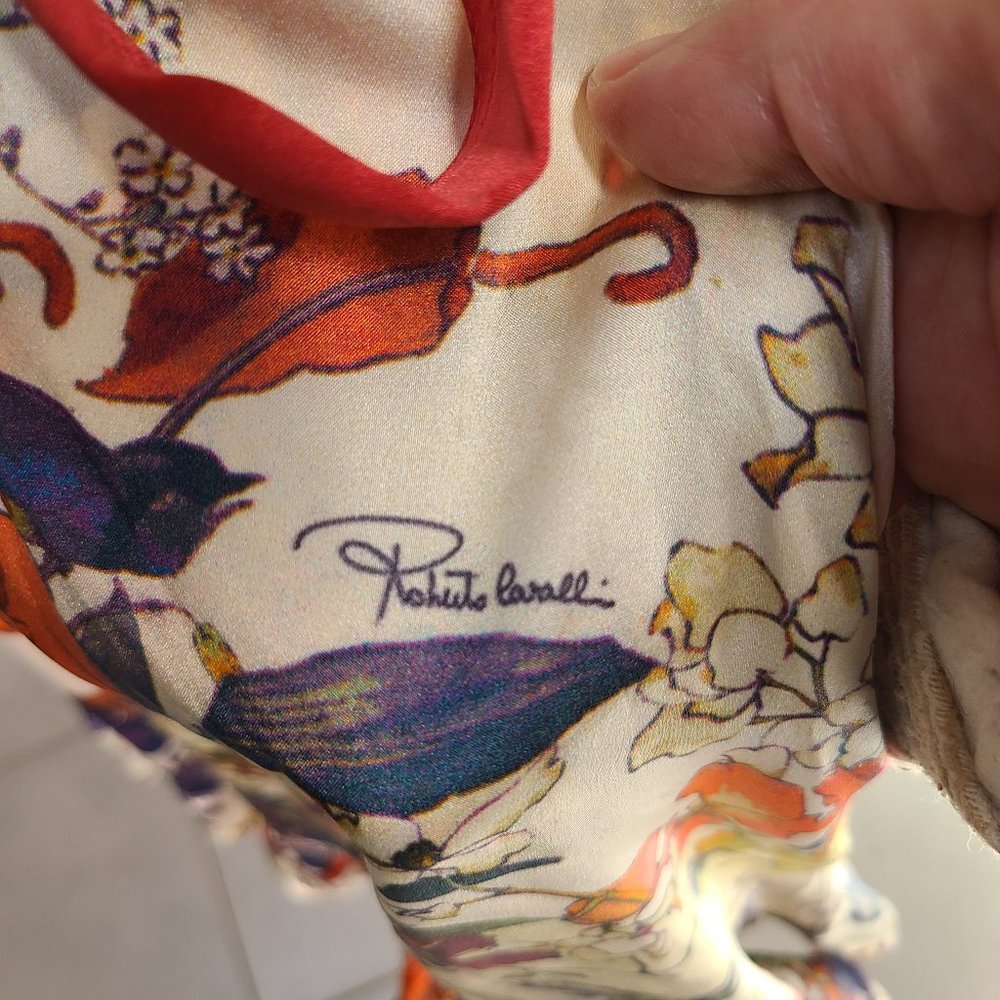 Roberto Cavalli 100% Silk Floral Wrap Dress - Picture 4 of 13
